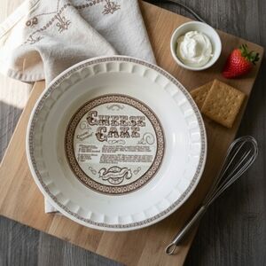 Royal China Jeannette Vintage Cheesecake Recipe Pie Plate 10 Inch Ceramic USA